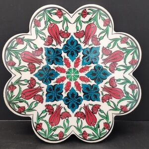 Artnicea Handmade, Hand painted Turkish Ceramic Floral Trivet.